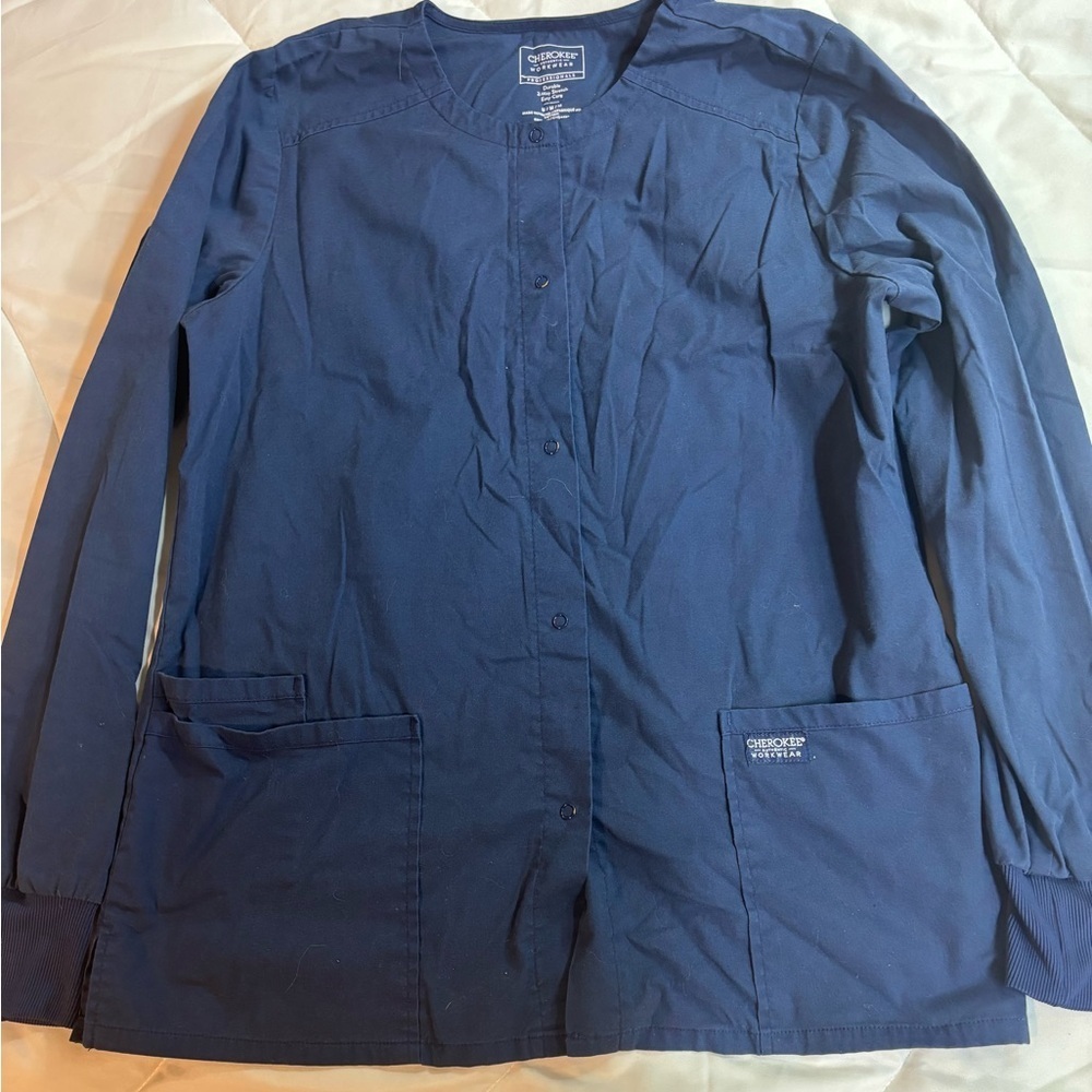 Cherokee Navy Blue Women's Workwear 2 way stretch Nurse Jacket button up uniform